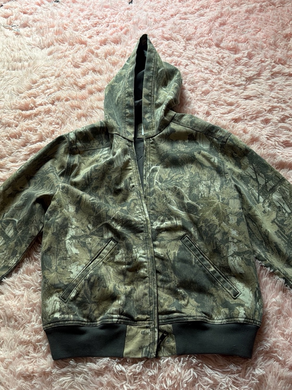 Hollister Kids Camo Hooded Zip Jacket - Olive